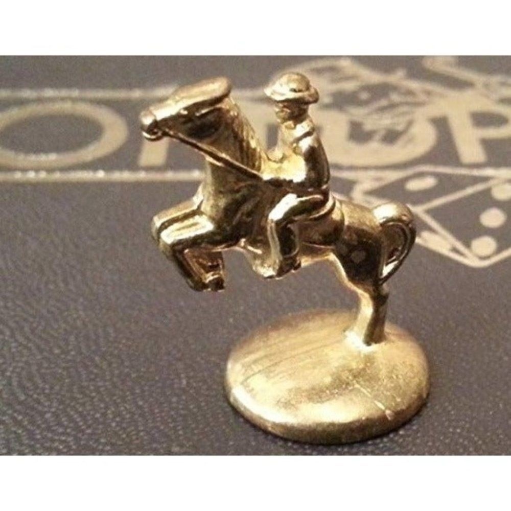 Monopoly Deluxe Edition Board Game Piece Gold Man On Horse Metal Token Retro